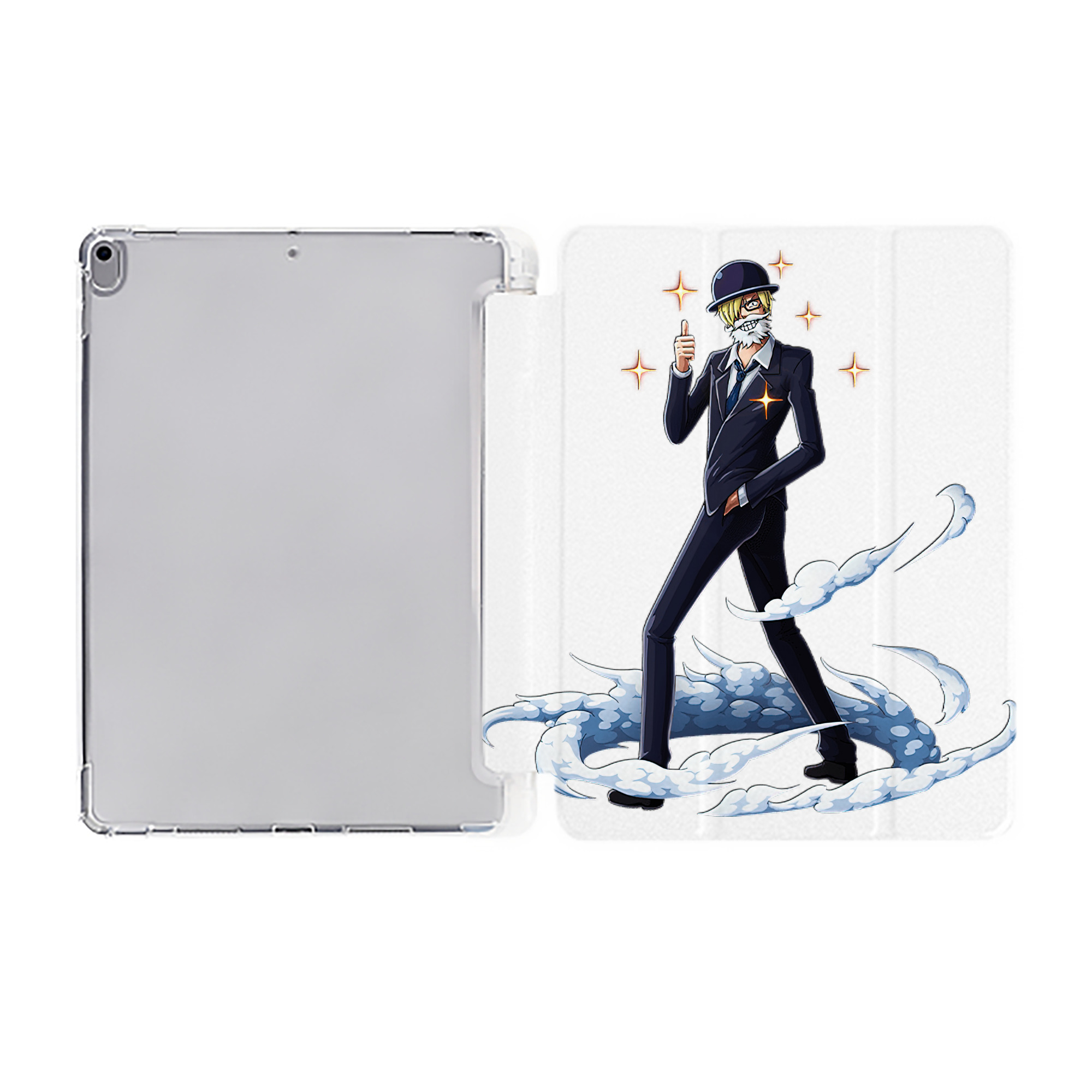 （画像用） ワンピース サンジ ONE PIECE Sanji IPad ケース ペン収納付き 三つ折りスタンド PUレザー×シリコン 対応機種9.5/10.5/10.9インチ